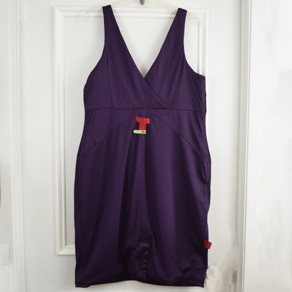 JS Collections Evening Cocktail Dress Women 16 Satin Eggplant Purple Event Prom - Picture 4 of 12